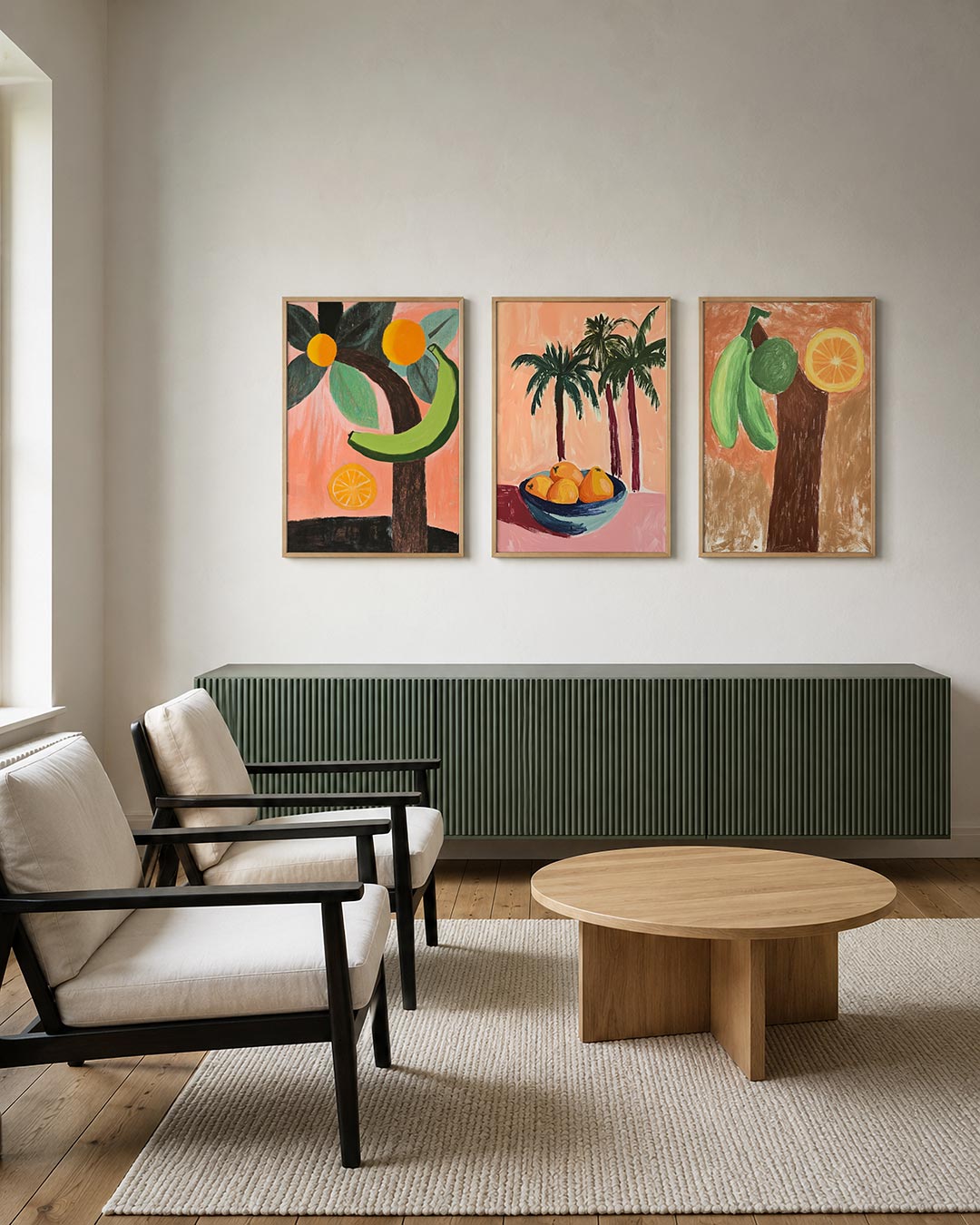 Fruitige vormen posterset – tweede productweergave – deze posterset in drie delen toont een speelse compositie