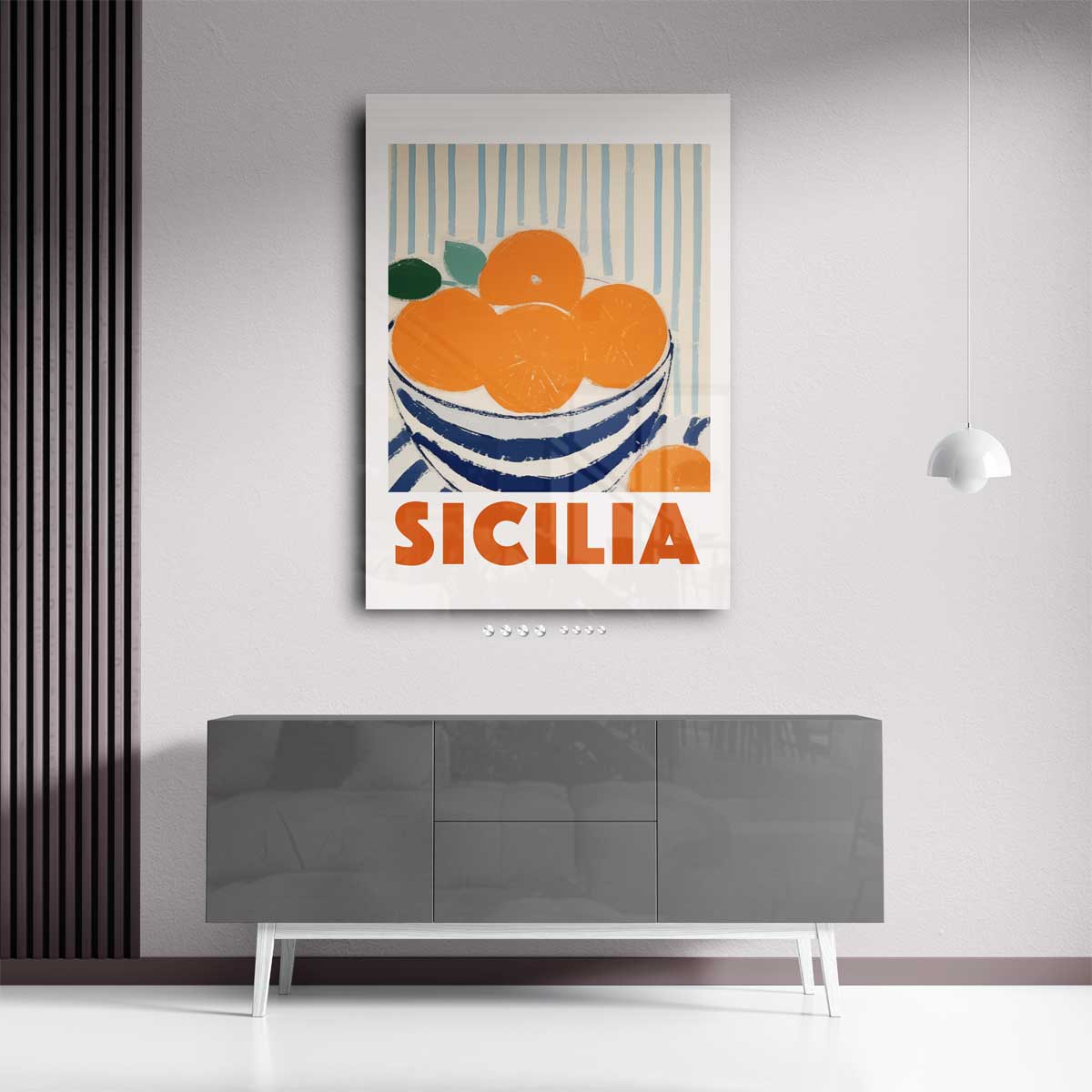 Siciliaanse Sinaasappels in Strepen – plexiglas wanddecoratie in portret formaat