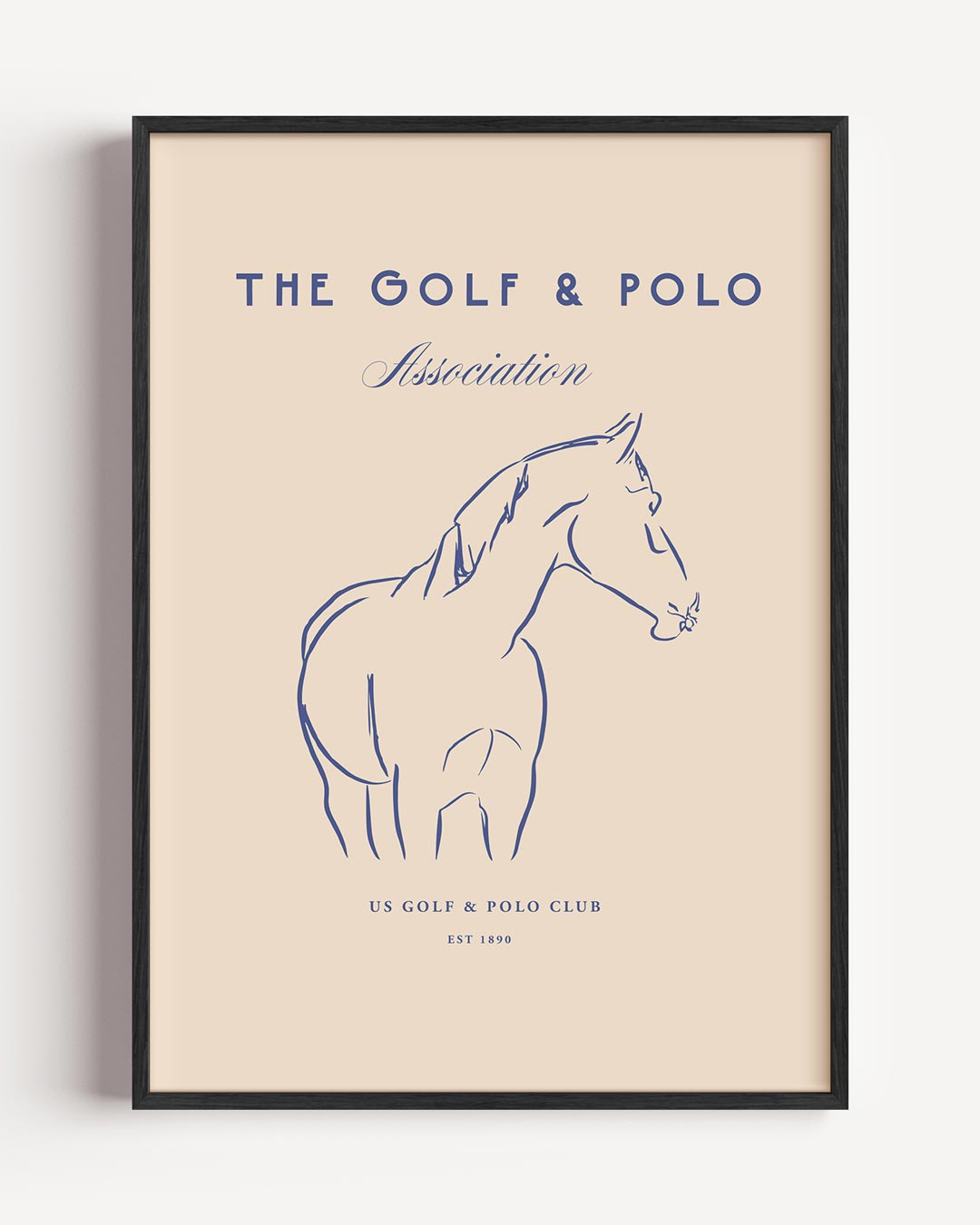 Elegante Paardenlijntekening – College Club portret poster als wanddecoratie