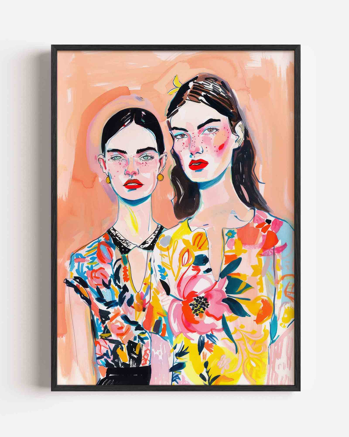 Twee vrouwen met bloemen – vrouwelijk portret als staande poster