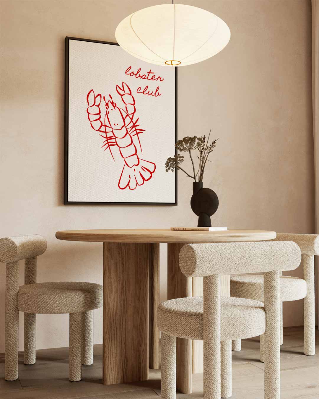 Vrolijke Kreeft Illustratie – canvas wanddecoratie in portret formaat