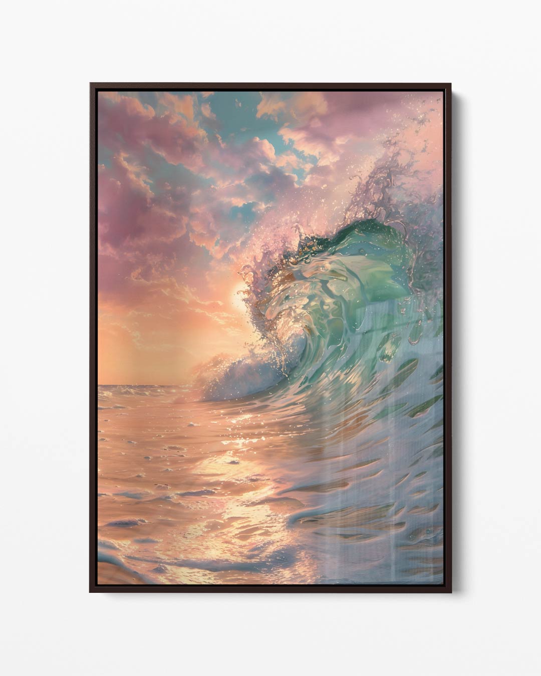 Golven in de Zonsondergang – portret kunstwerk als wanddecoratie