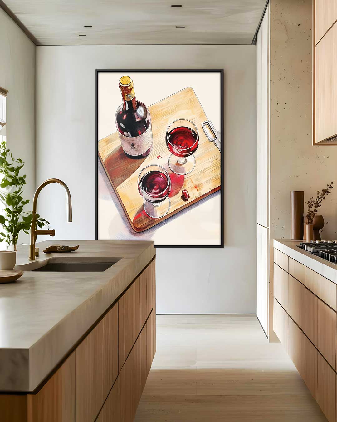 Sfeervol Wijnstilleven – staand kunstwerk voor modern interieur