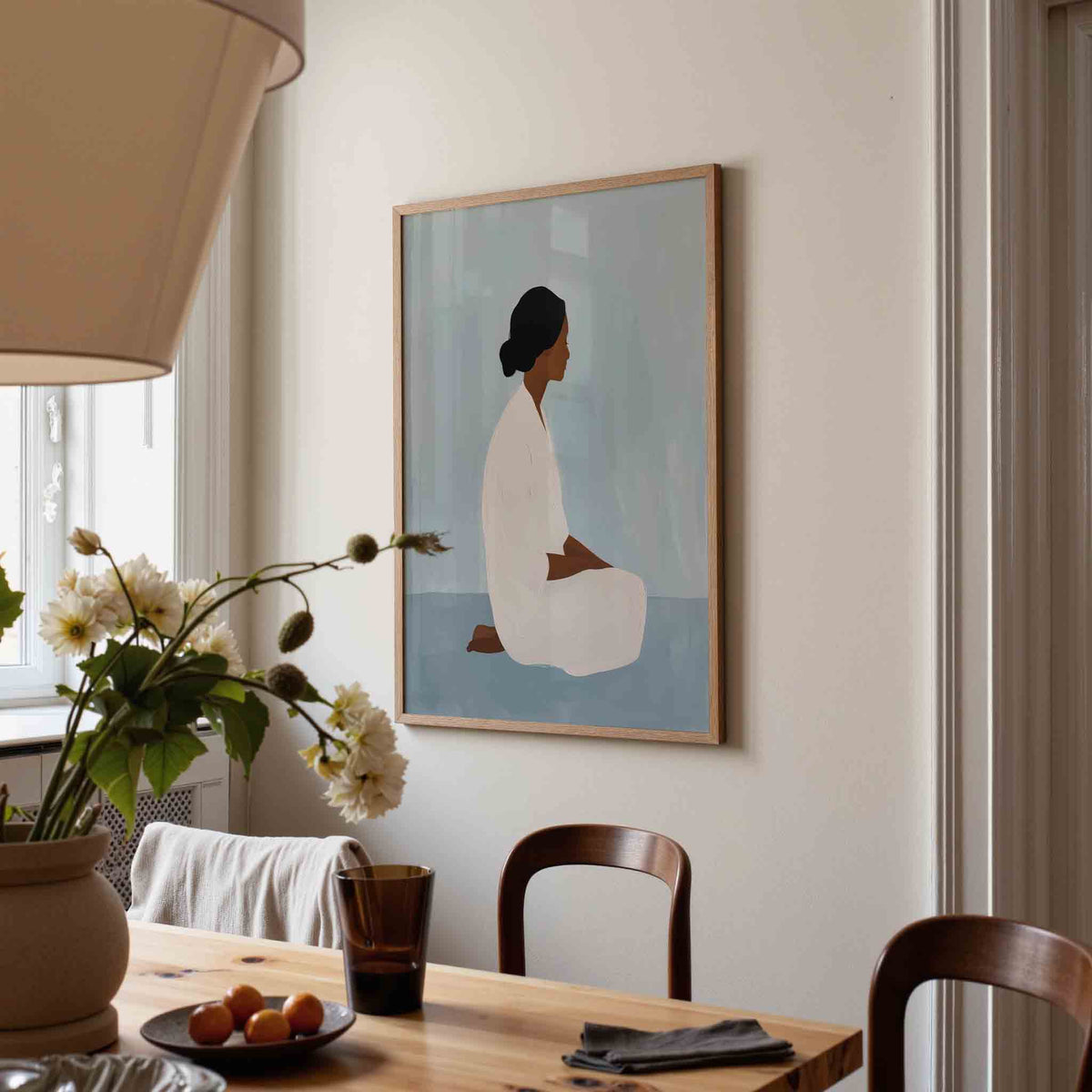 Zittende figuur – eigentijdse illustratie poster in staand formaat