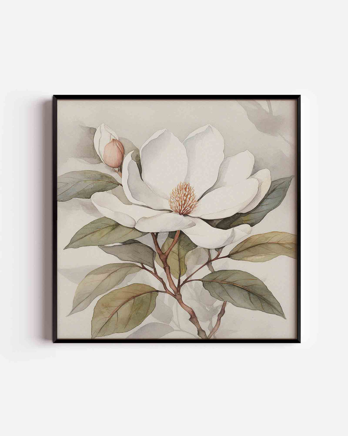 Witte bloem – bloemen vierkante poster als wanddecoratie