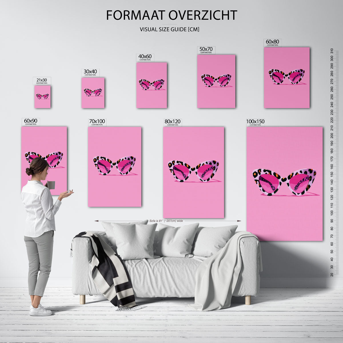 Zonnebril met luipaardprint – staande muurposter in Pop Art stijl