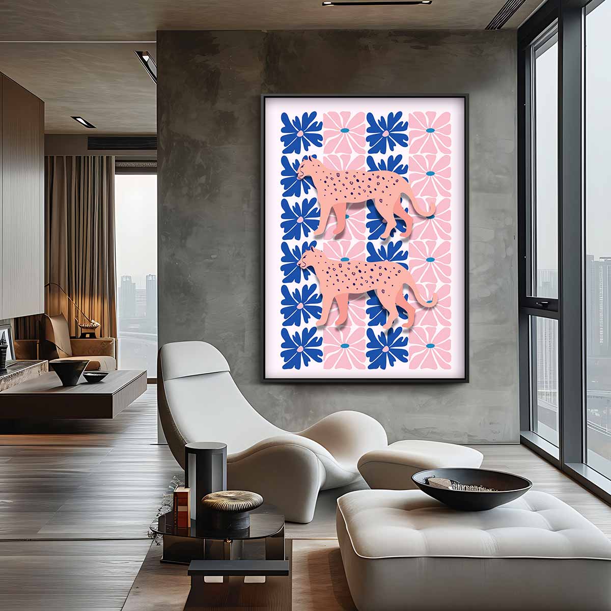 Bloemen en Luipaarden Print – plexiglas kunstwerk als wanddecoratie