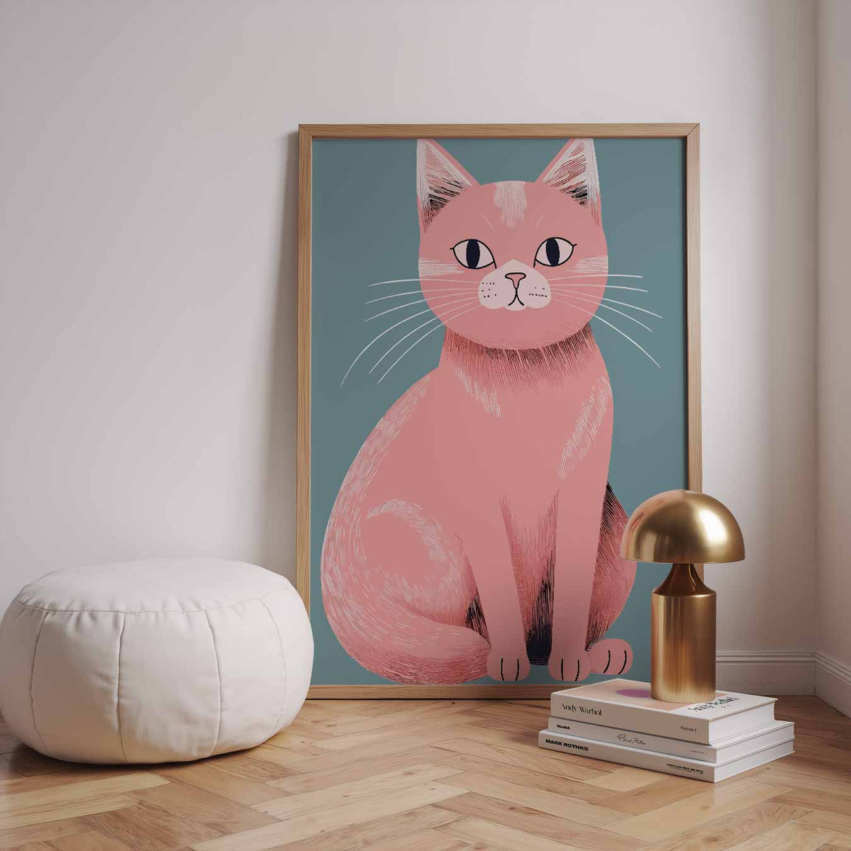 Schattige Roze Kat – dieren poster in staand formaat