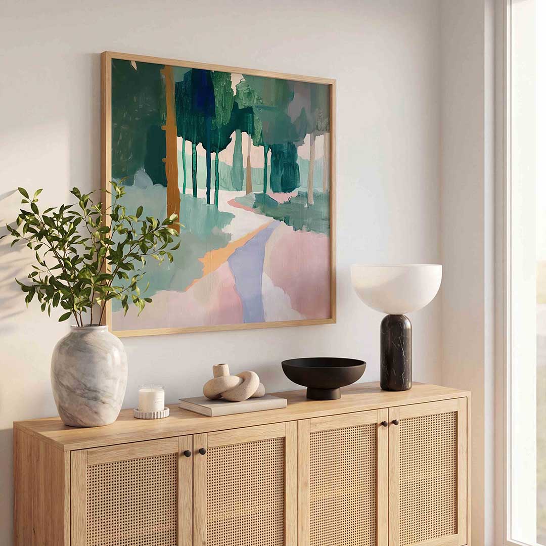 Boslandschap – kunst en design poster in vierkant formaat