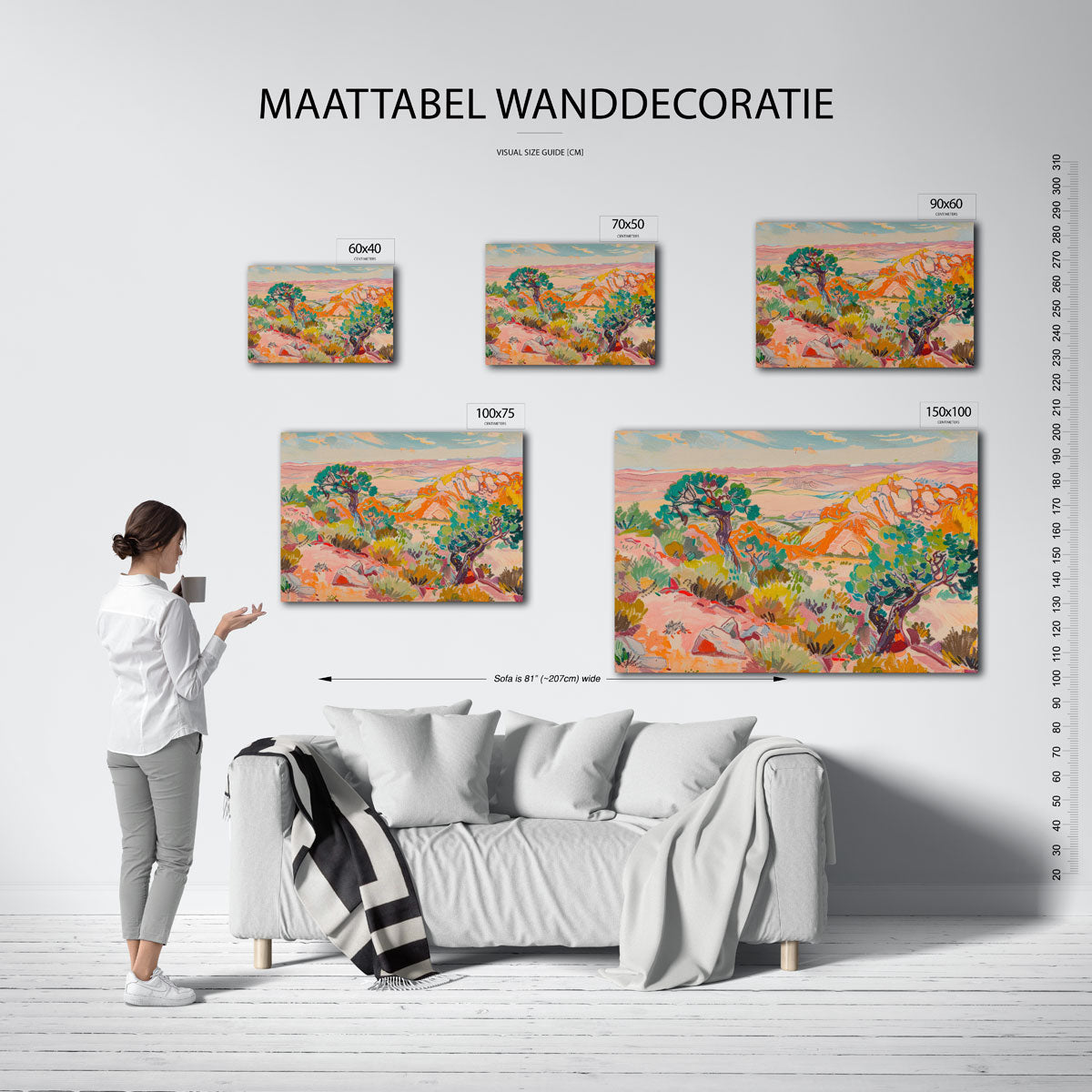 Kleurrijk landschap – kunstwerk op canvas, dibond of plexiglas