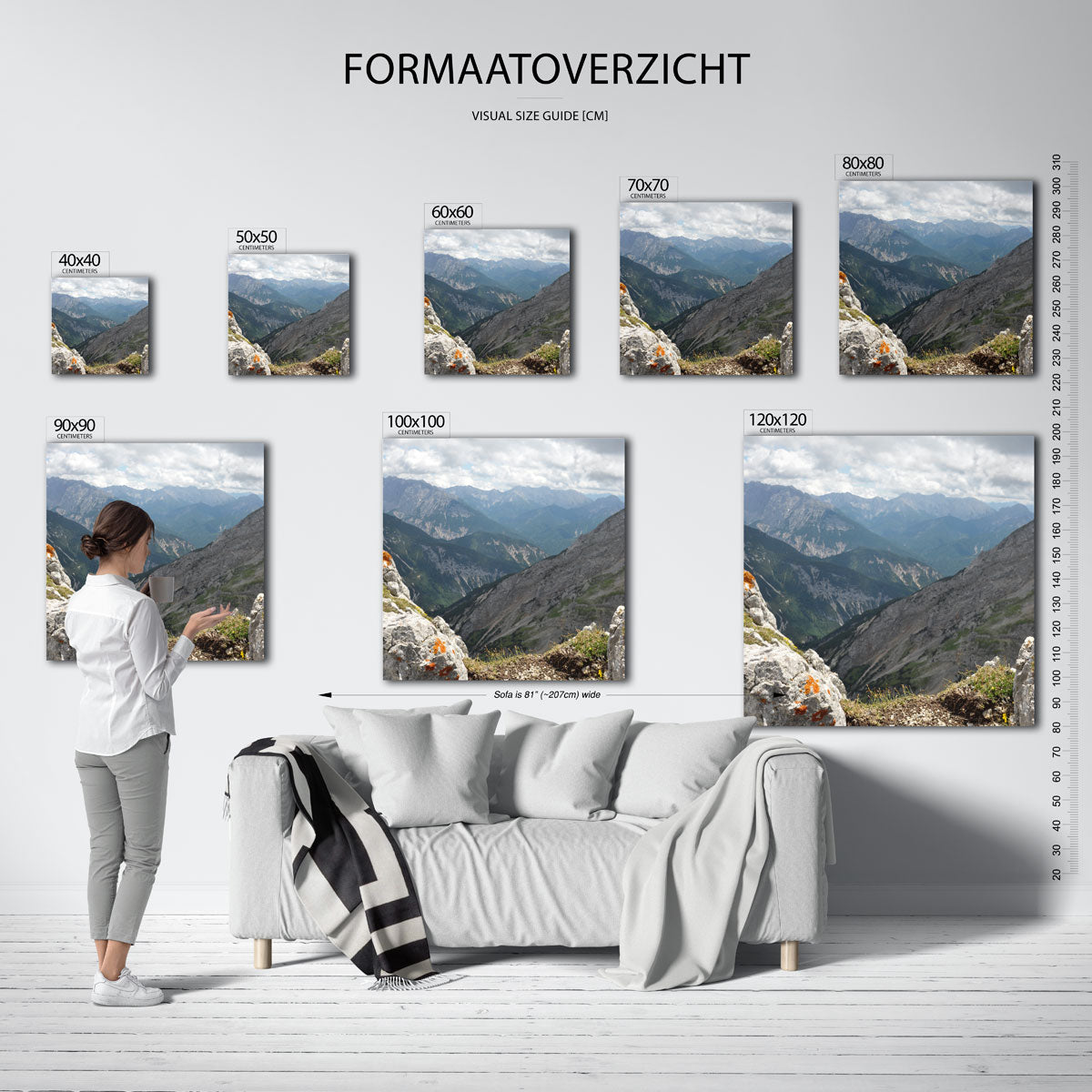Berglandschap panorama kunstwerk – materiaalweergave – deze kunstwerk toont een indrukwekkend berglandschap met ruige rotsen