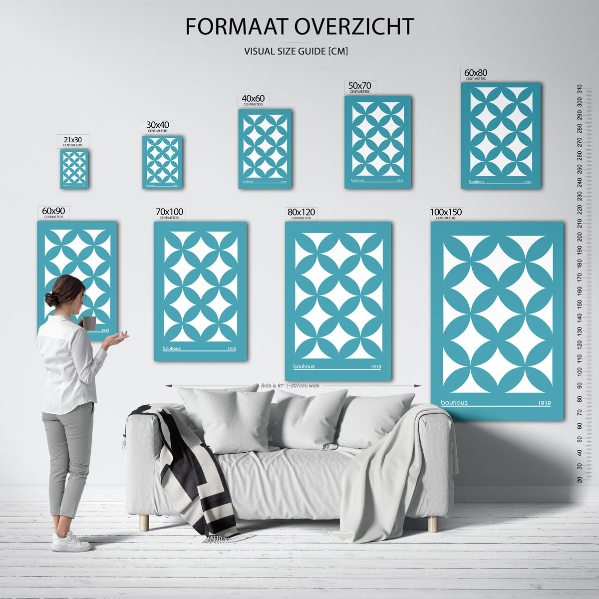 Vormritme en kleur – geometrische poster in Bauhaus-stijl van WallArtistic