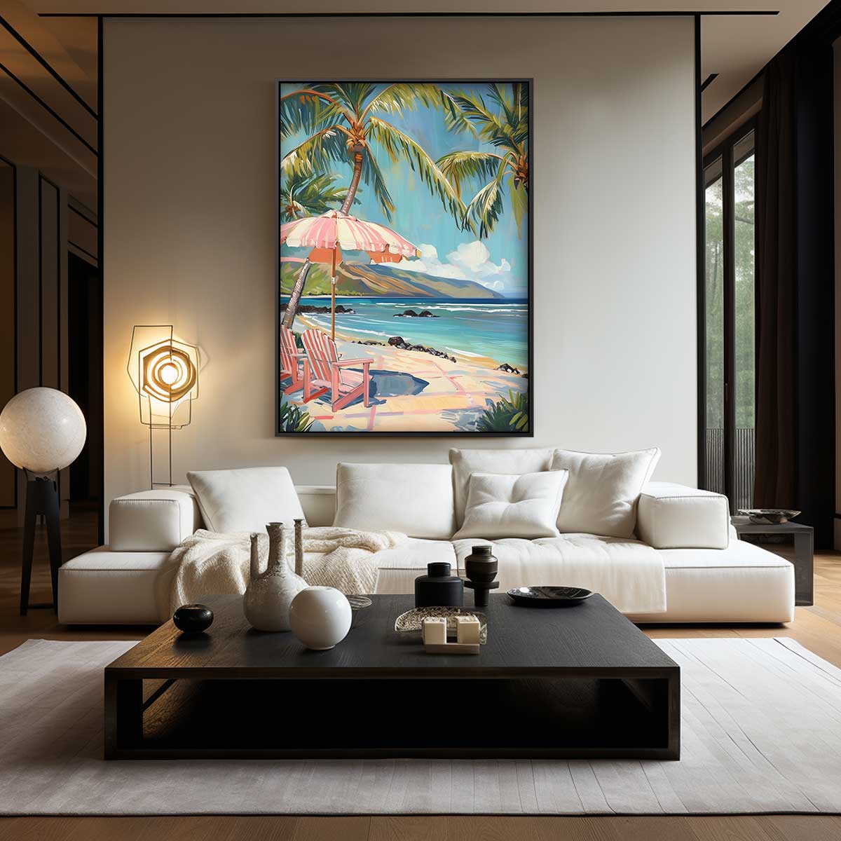 Tropische Stranddag – canvas wanddecoratie in portret formaat