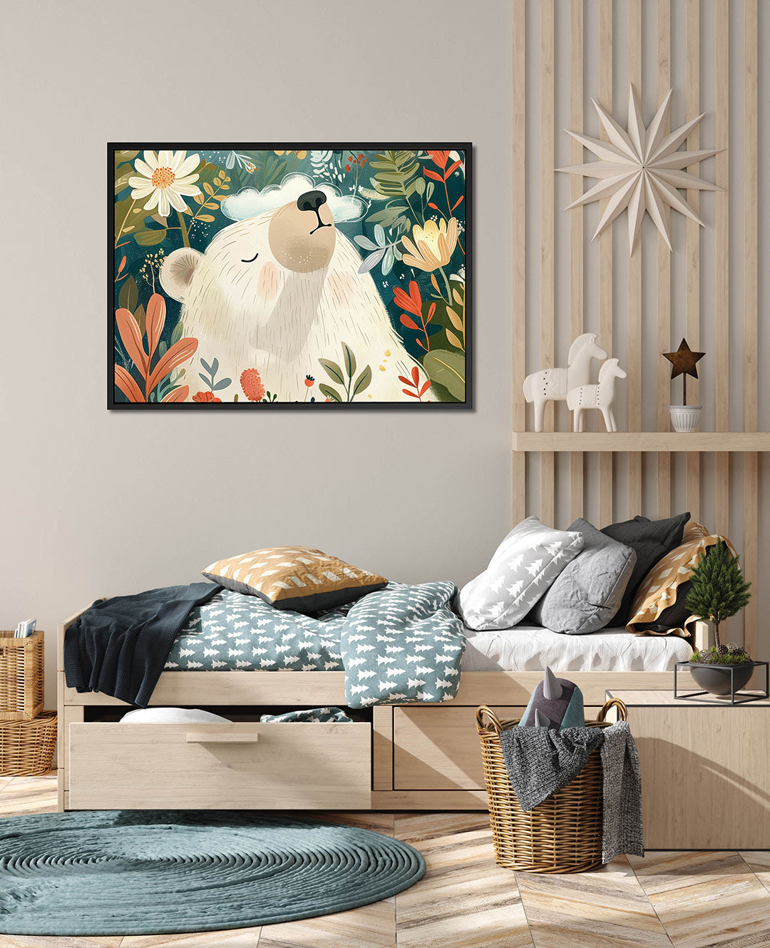 Dromerige beer – wanddecoratie in interieur