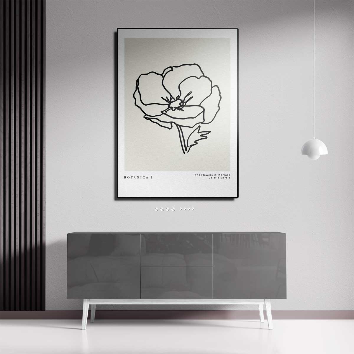 Botanica I Minimalistische Bloemenlijntekening – canvas kunstwerk als wanddecoratie