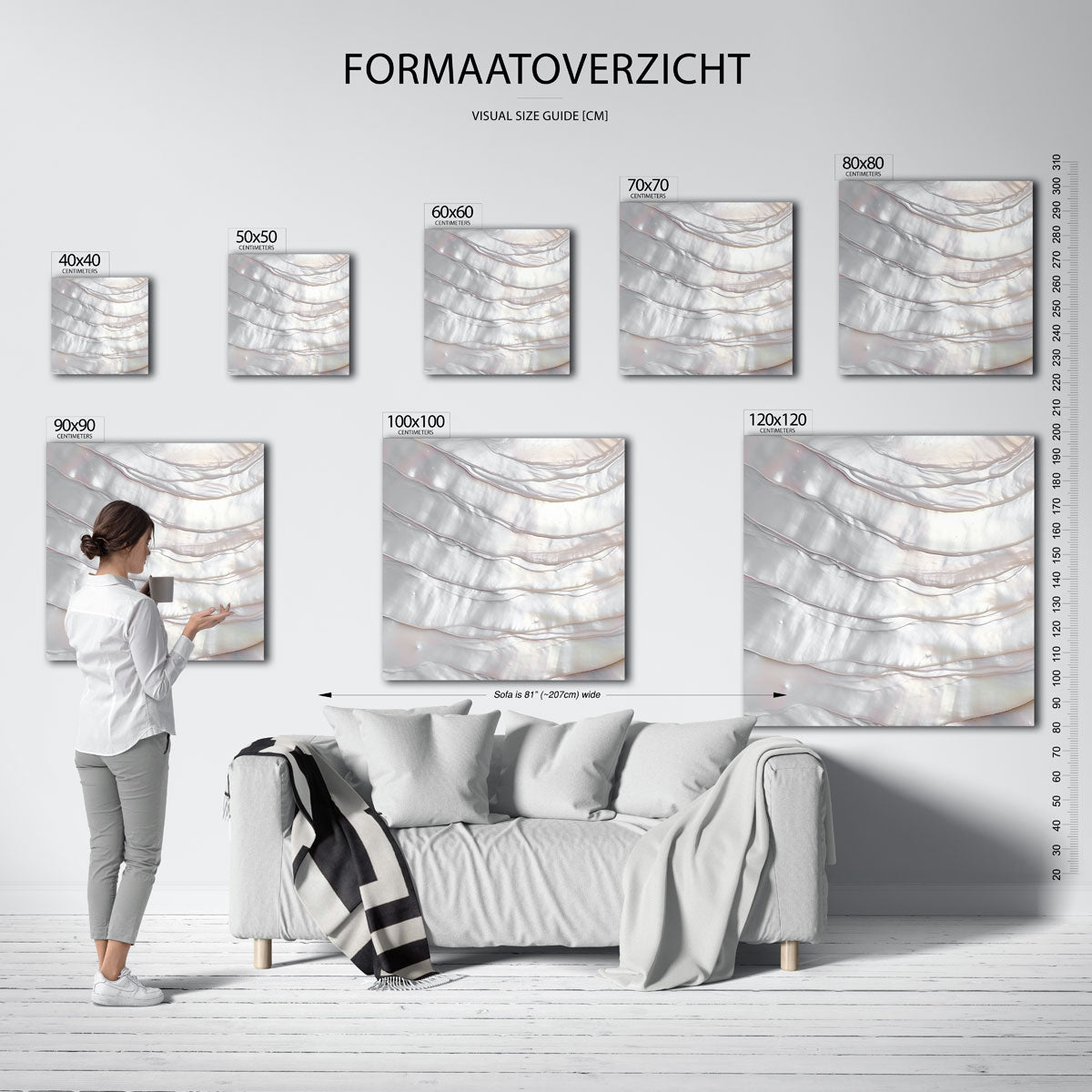 Glanzende parelmoer – vierkante muurposter met abstracte vormen