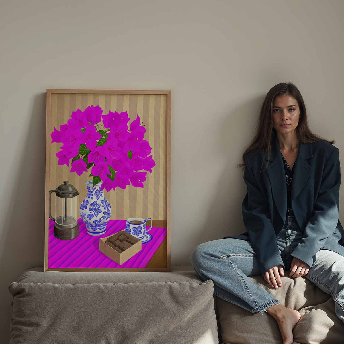 Bloemen en Koffie – staande keuken wanddecoratie van WallArtistic