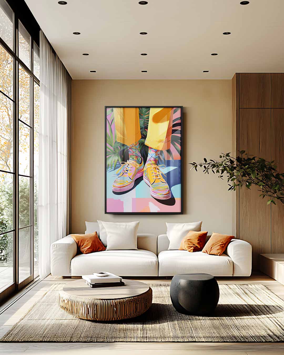 Kleurrijke Sneaker Vibes – staand kunstwerk voor modern interieur
