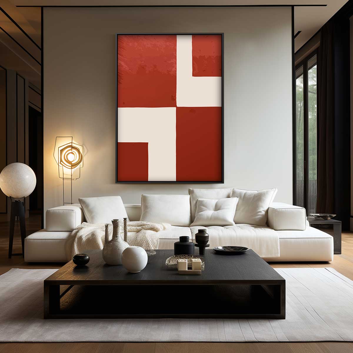 Abstract Rood-Blok Kunstwerk – modern portret kunstwerk van WallArtistic