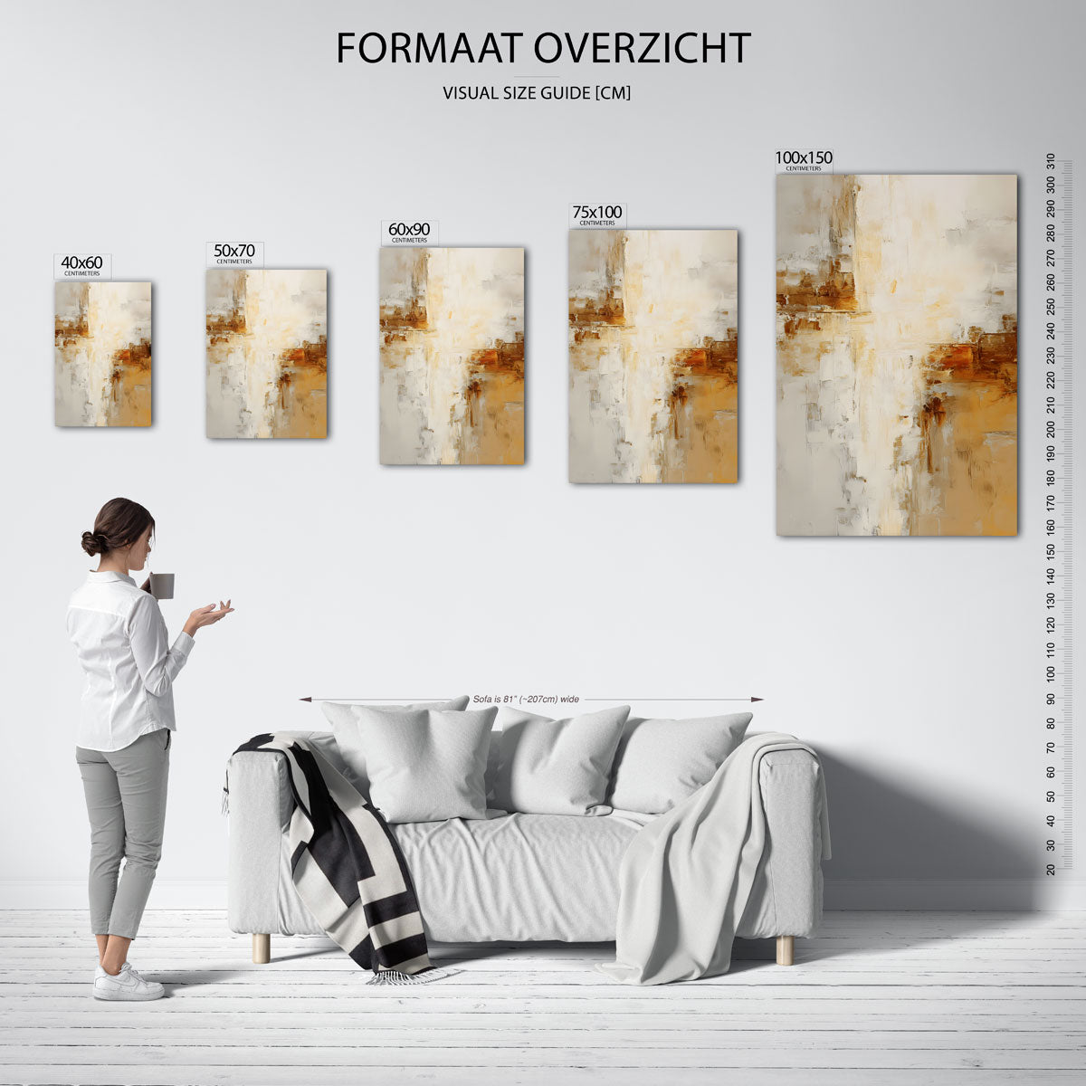 Warme kleurencompositie – staand wanddecoratie kunstwerk