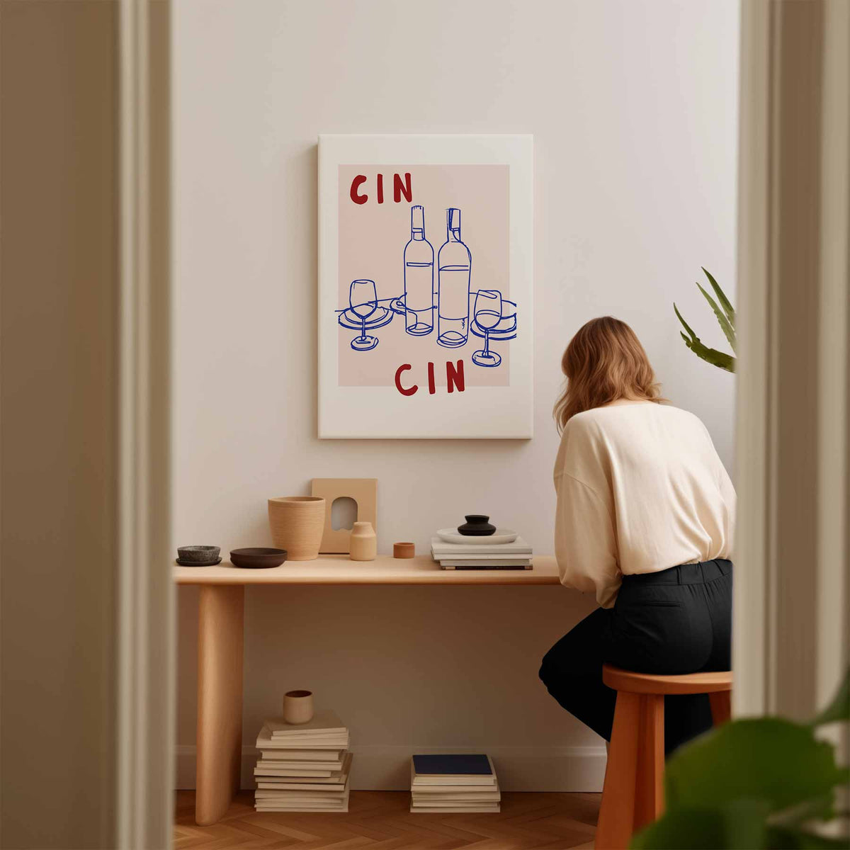 Wijntoast Illustratie – kunstwerk met zwarte baklijst