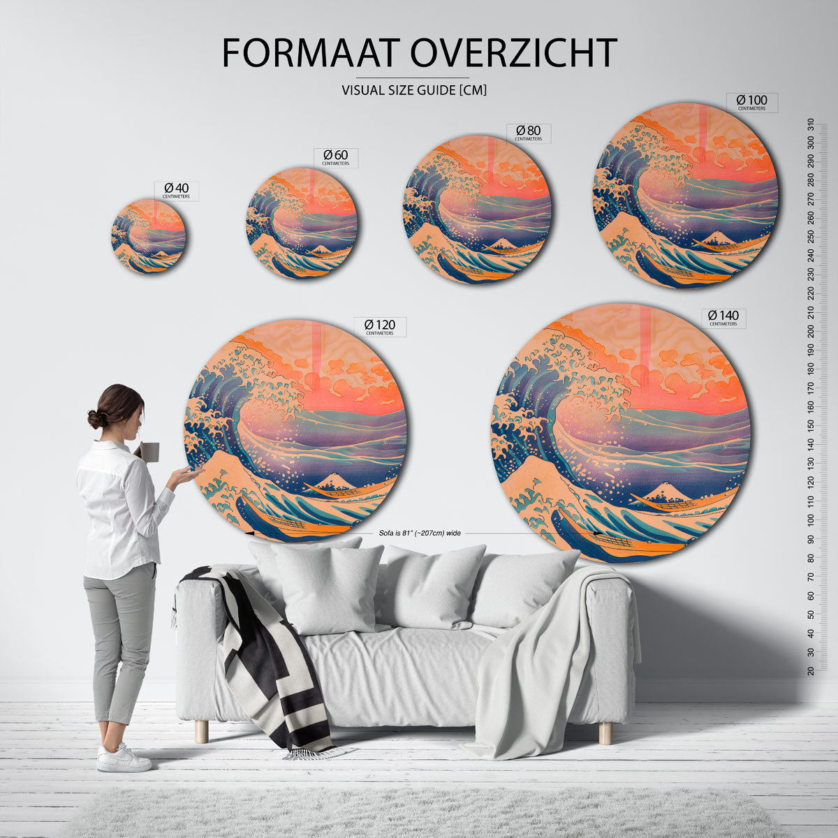 Grote golf – abstracte wandkunst met textuur als muurcirkel