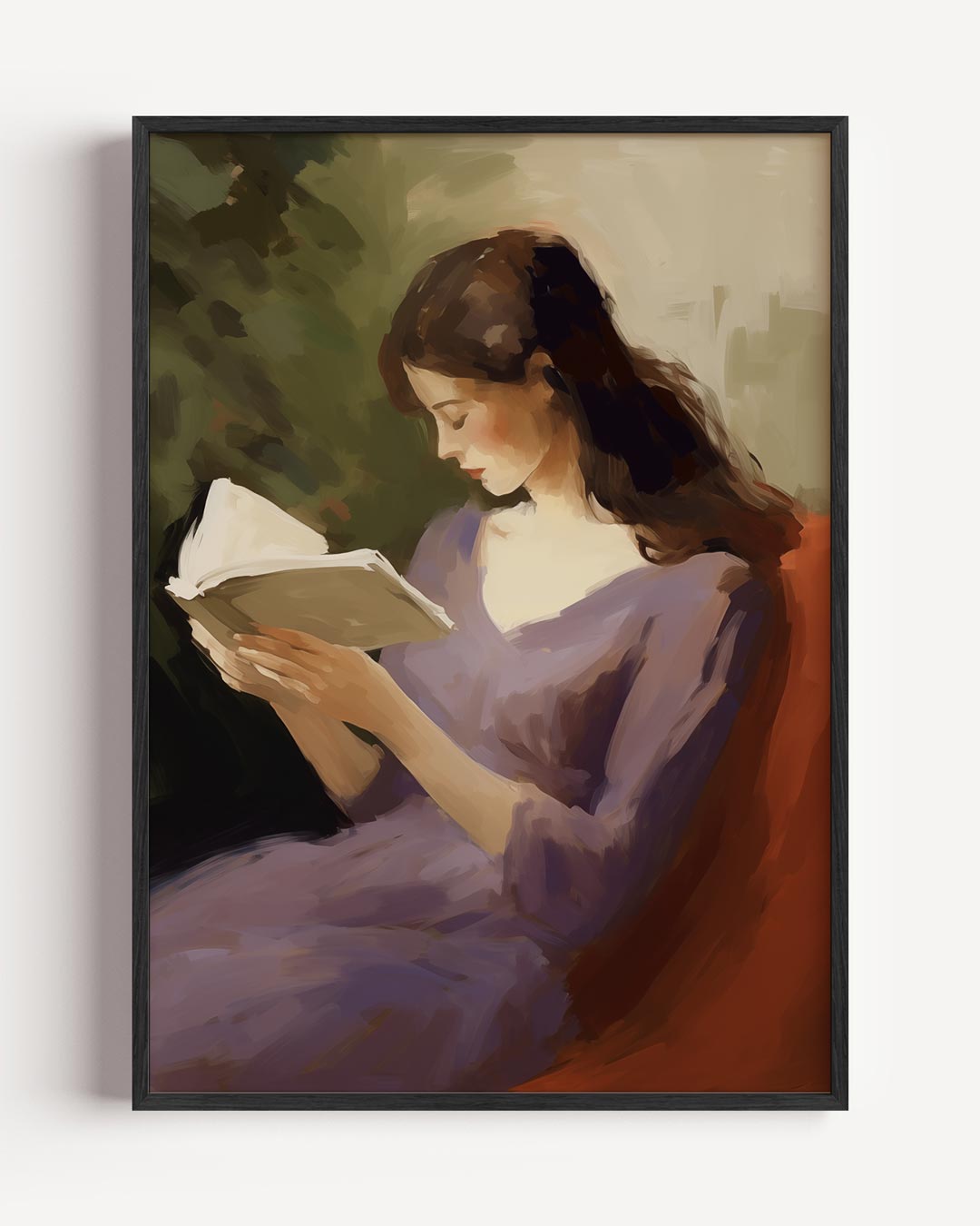 Dromerige Lezeres Met Boek – vrouwelijk portret poster als wanddecoratie