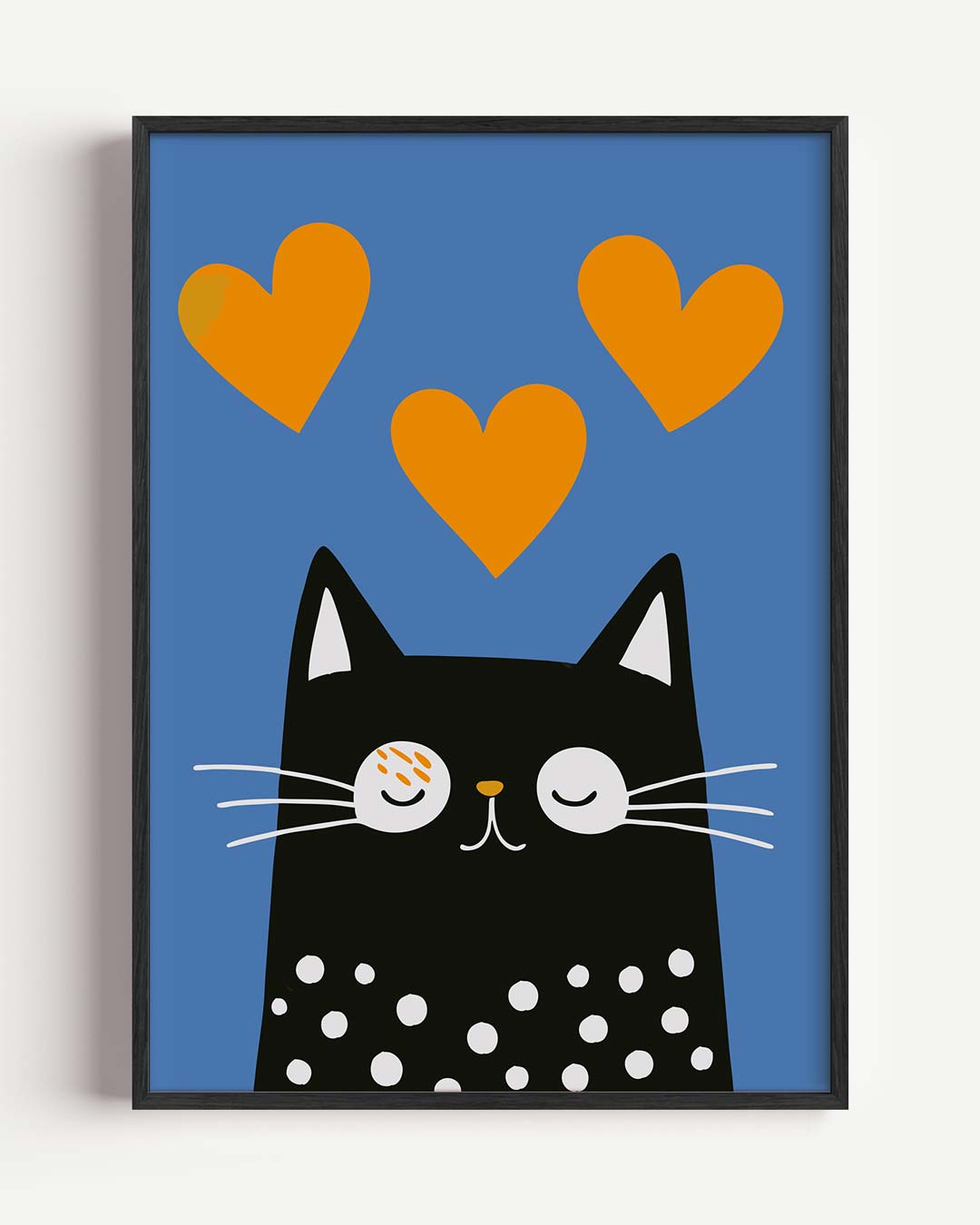 Schattige Kat Met Hartjes – kids portret poster als wanddecoratie