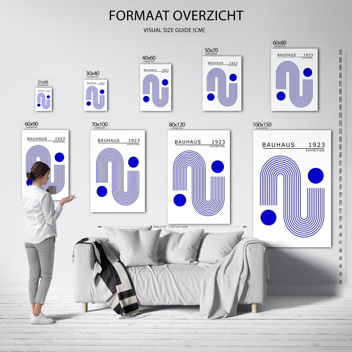 Lijnen en cirkels – geometrische poster in Bauhaus-stijl van WallArtistic