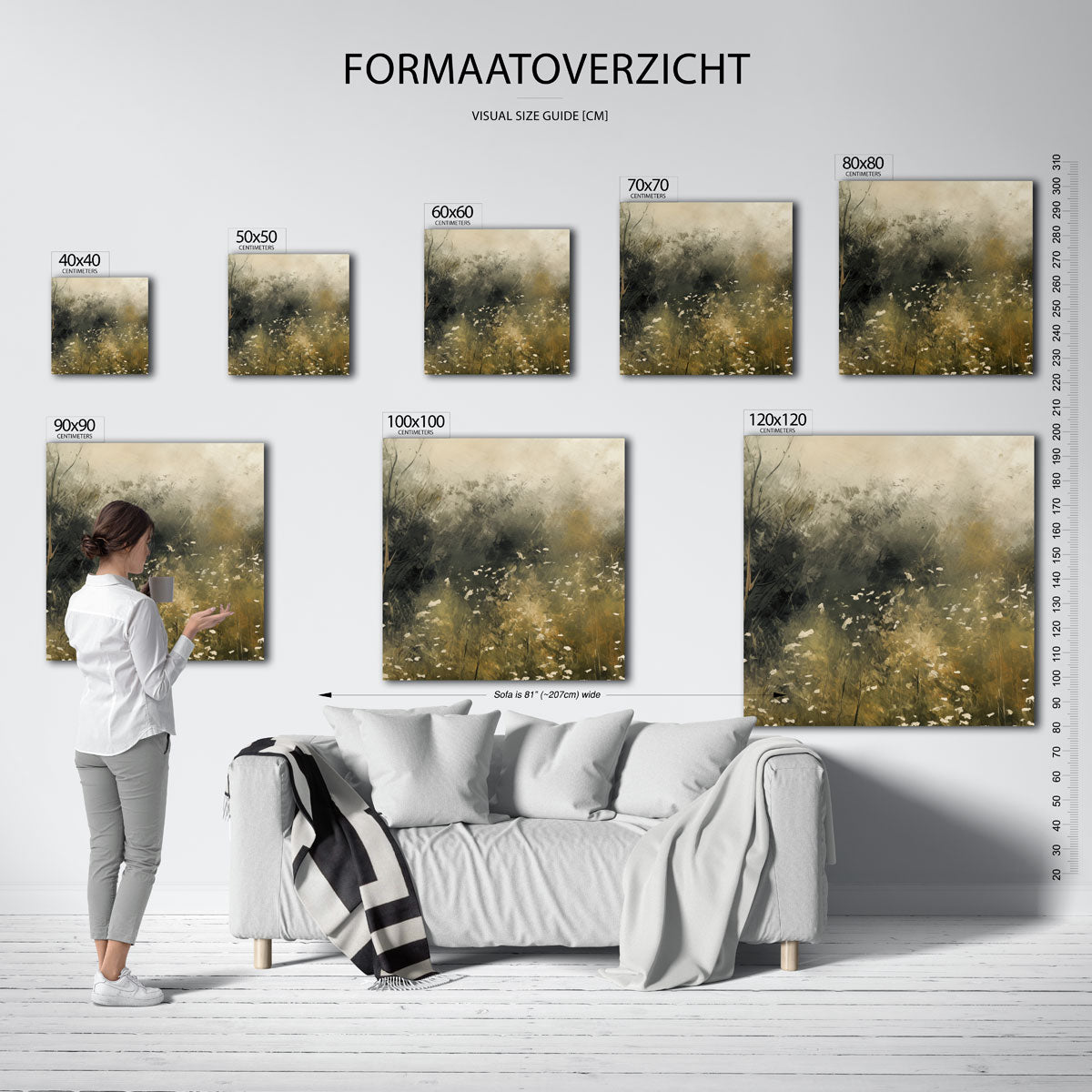 Wilde bloemen – vierkante muurposter met kleurrijke vormen
