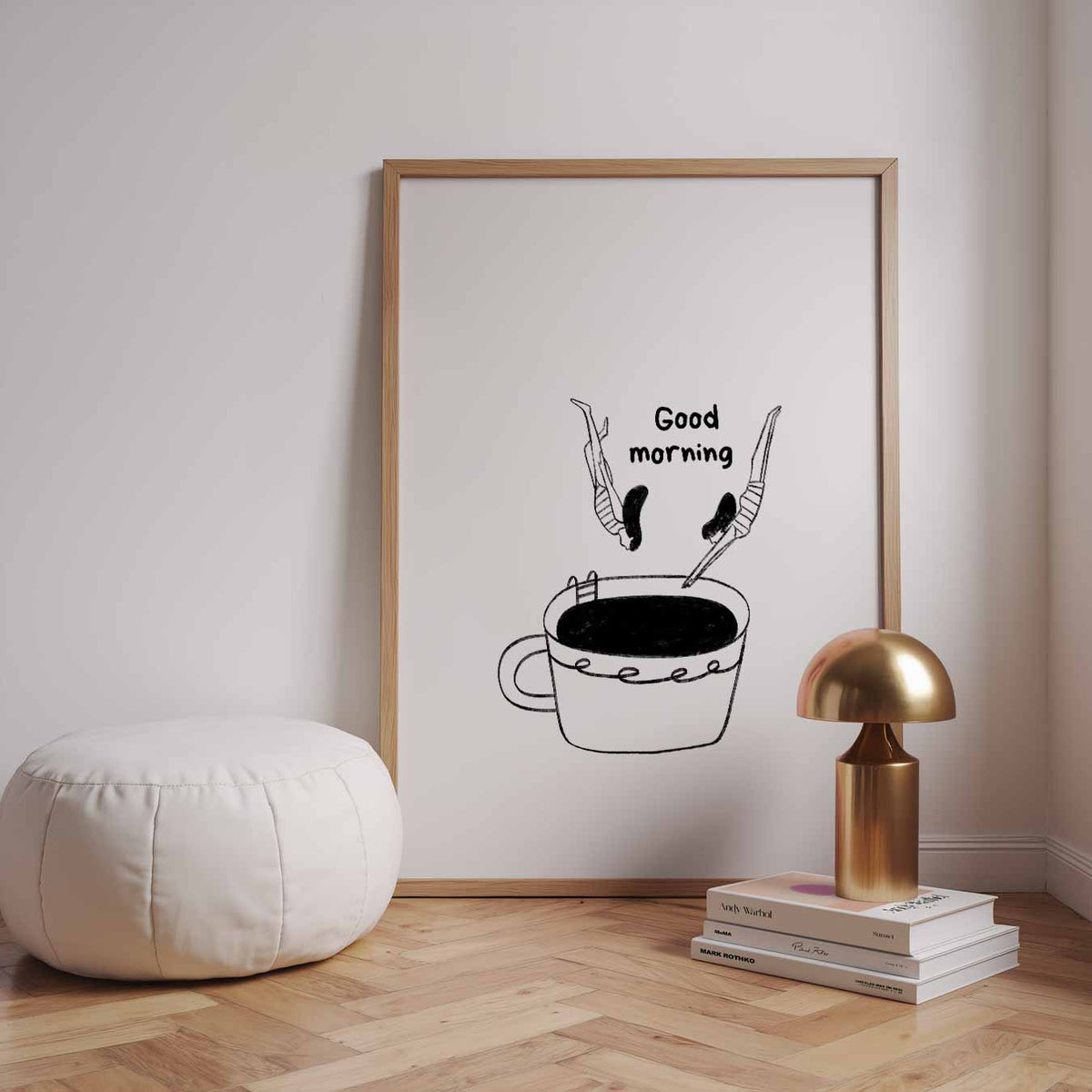 Koffieduik Illustratie – staande zomer wanddecoratie van WallArtistic