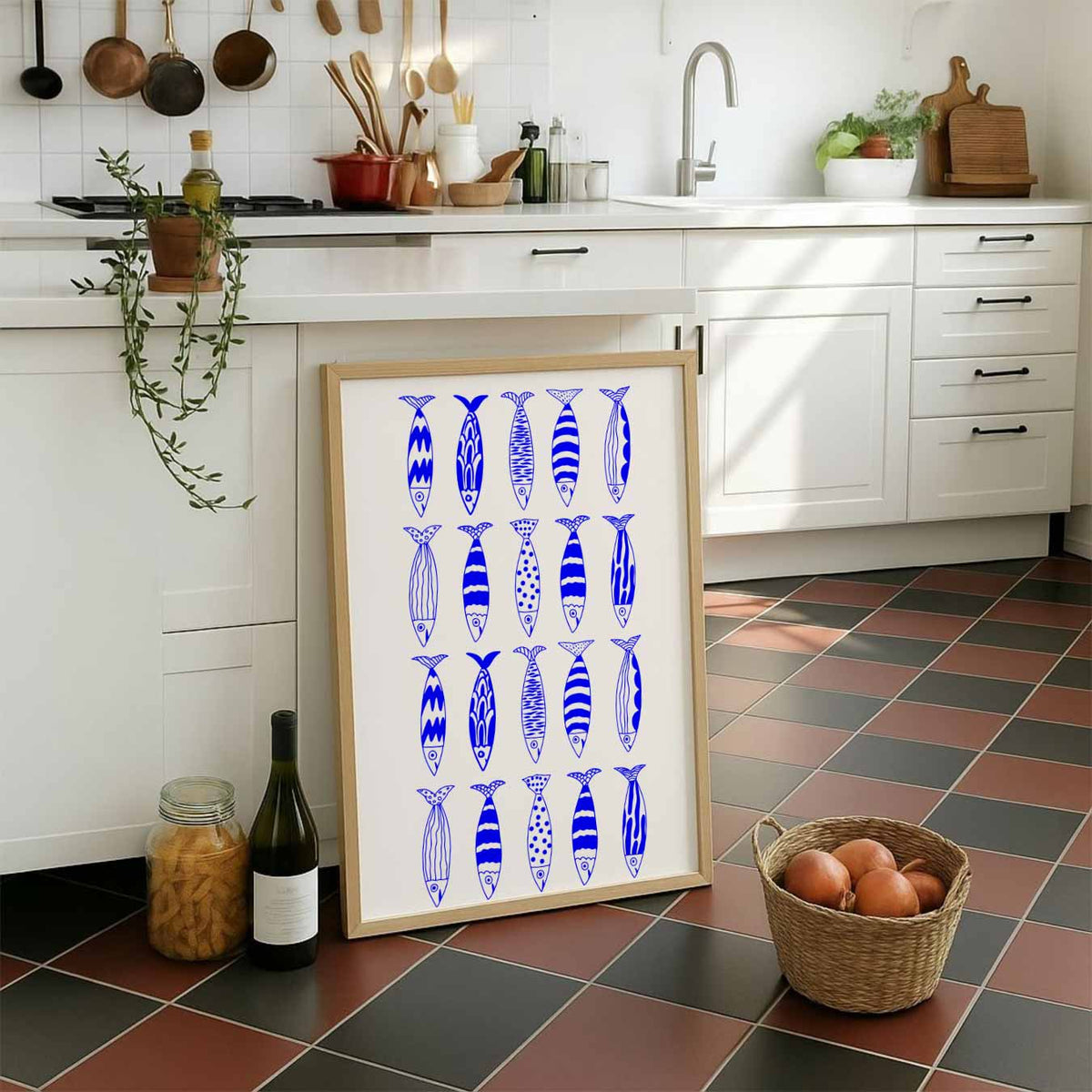 Vrolijke Visjes Wanddecoratie – staande muurposter voor keuken of eethoek