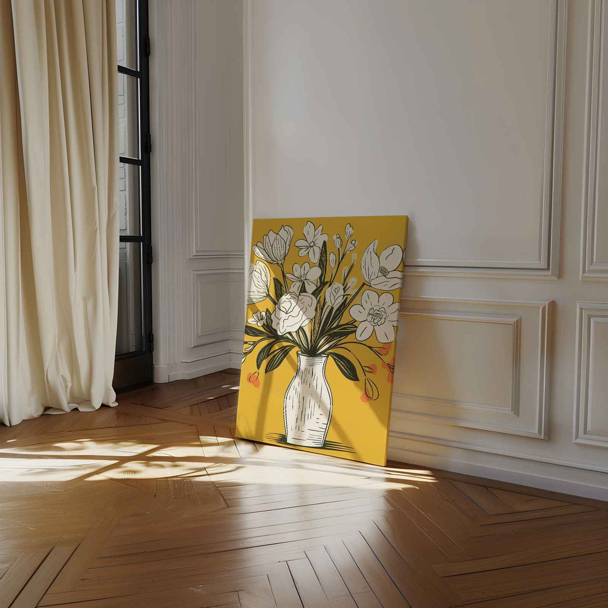 Tijdloze Bloemenvazen Illustratie – portret kunstwerk als wanddecoratie, afbeelding 14