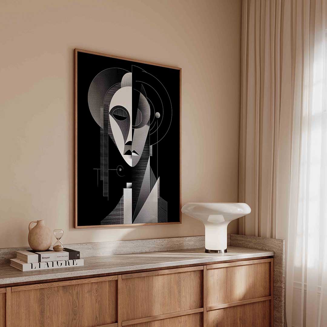 Abstracte gezichtsfiguur – abstracte poster in staand formaat