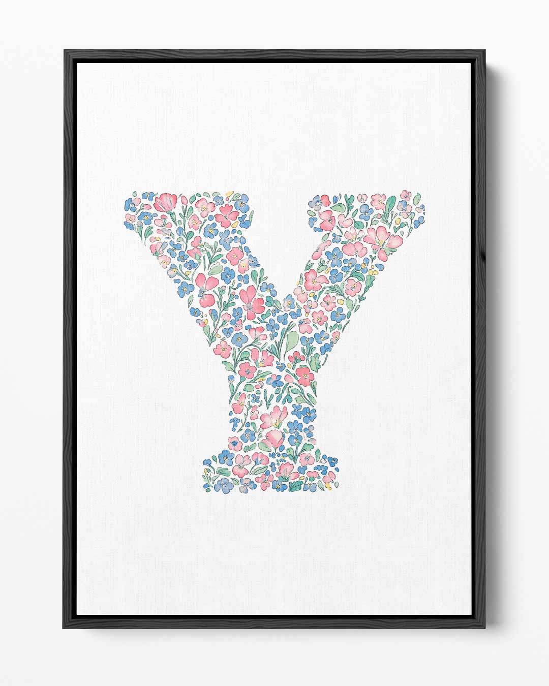 Bloemenletter Y – portret kunstwerk als wanddecoratie