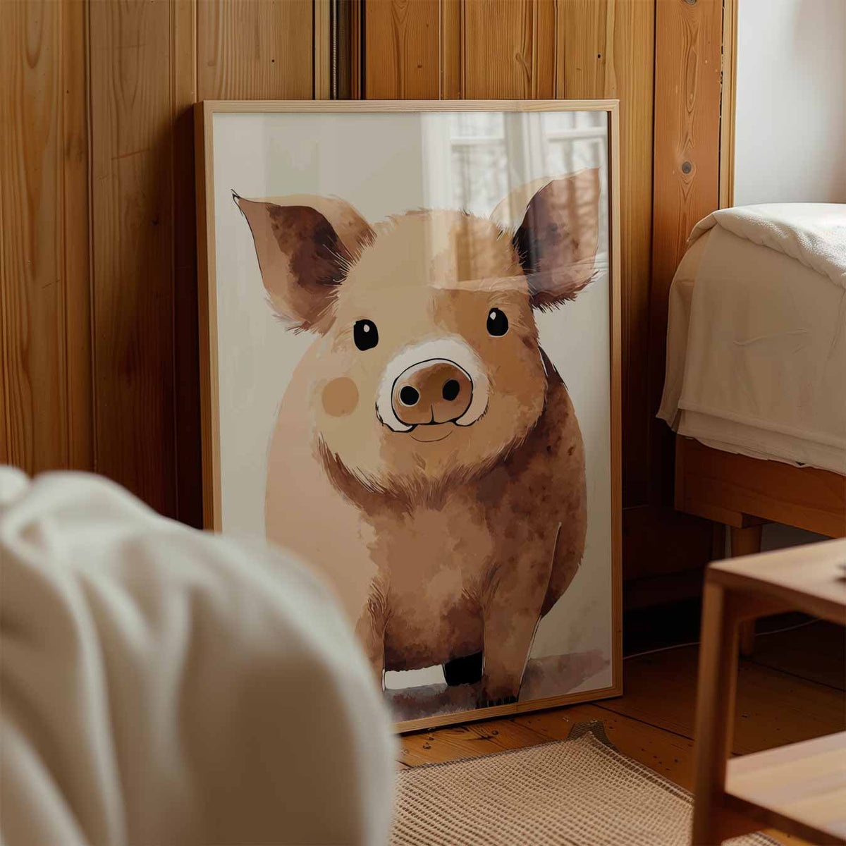 Schattige Varkensvriend – kinderposter in staand formaat