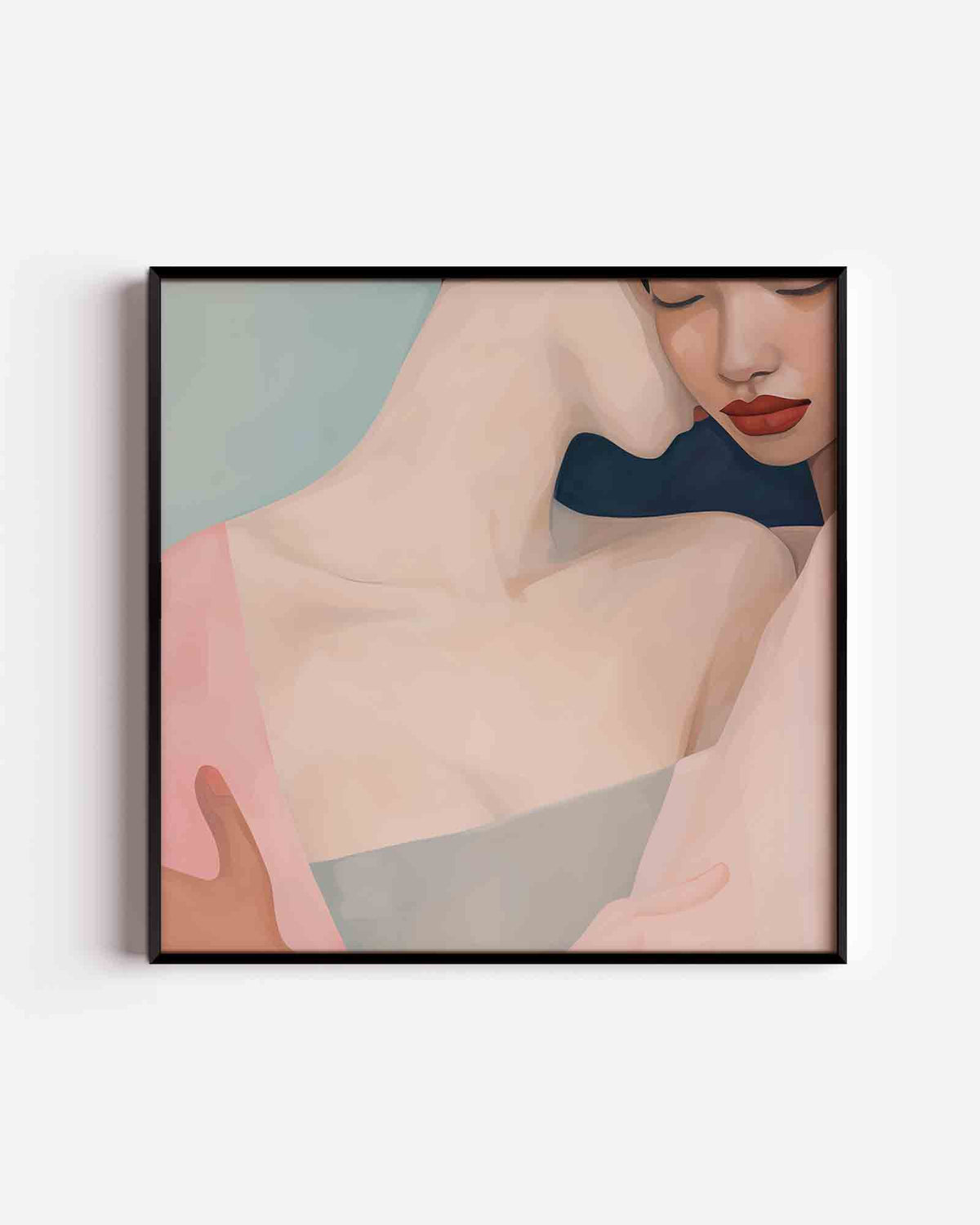 Twee figuren in zachte tinten – vrouwelijk portret als vierkante poster