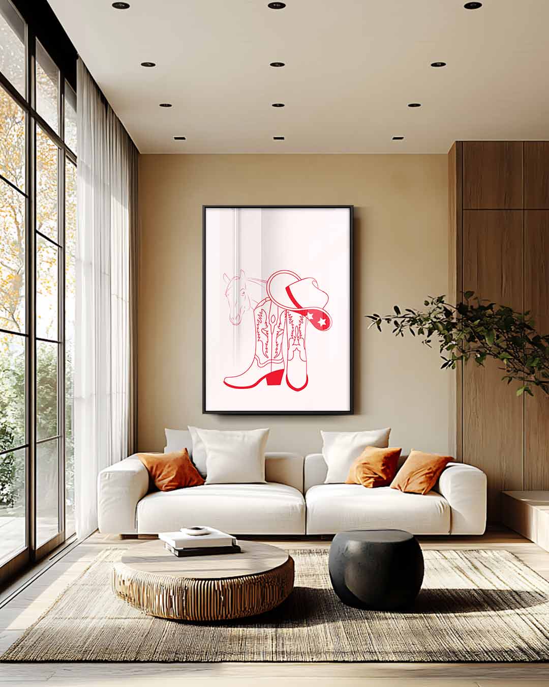 Cowboy Chic Illustratie – plexiglas wanddecoratie in portret formaat