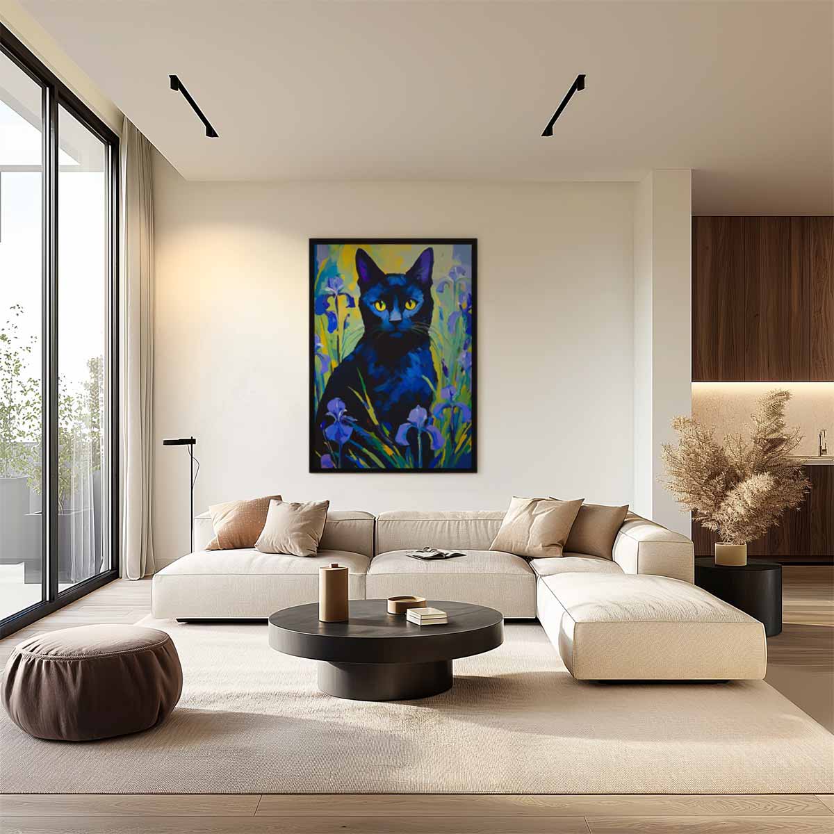 Gatto Mistico in un Giardino Fiorito Opera d'Arte
