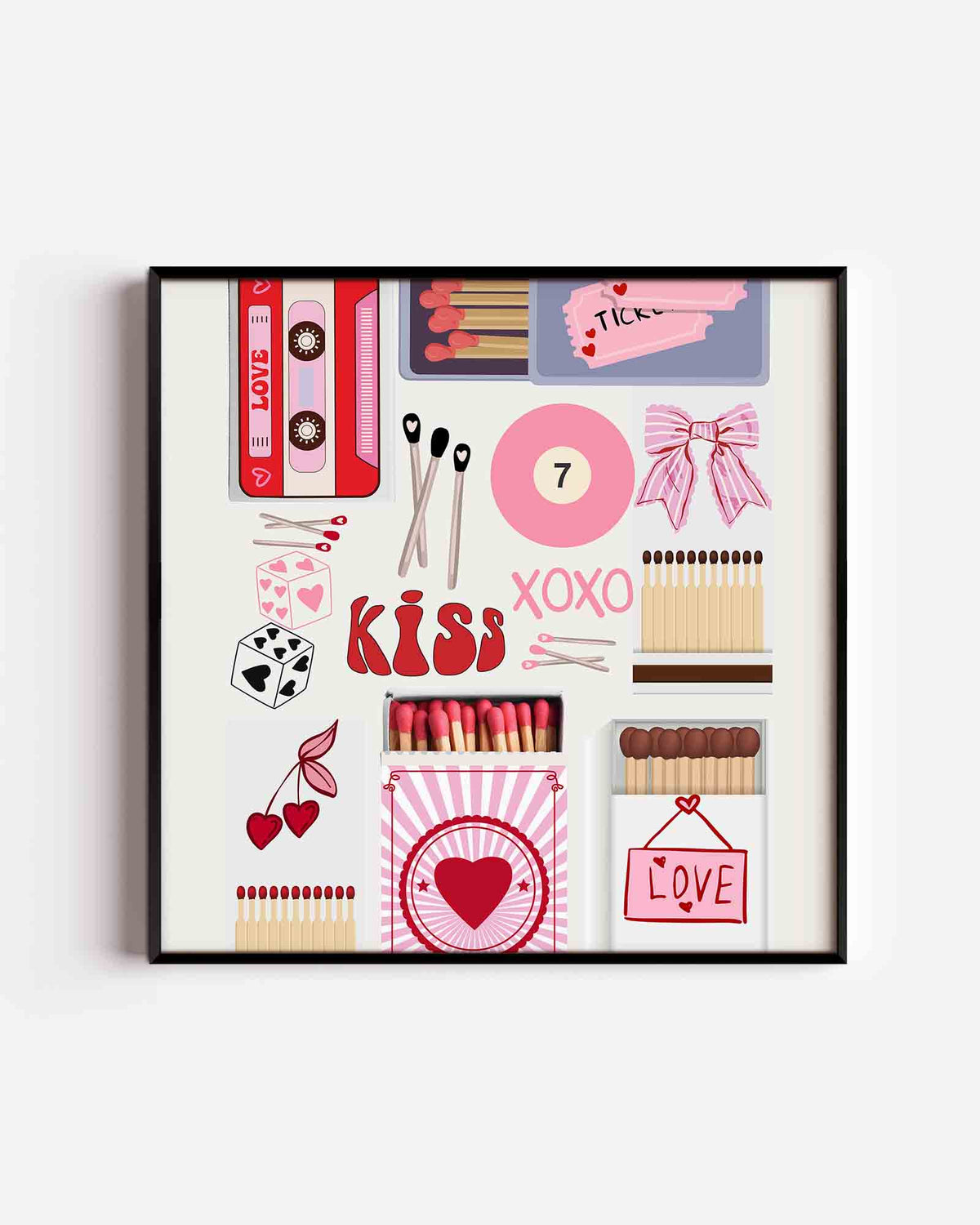 Liefdevolle symbolen – Pop Art vierkante poster als wanddecoratie