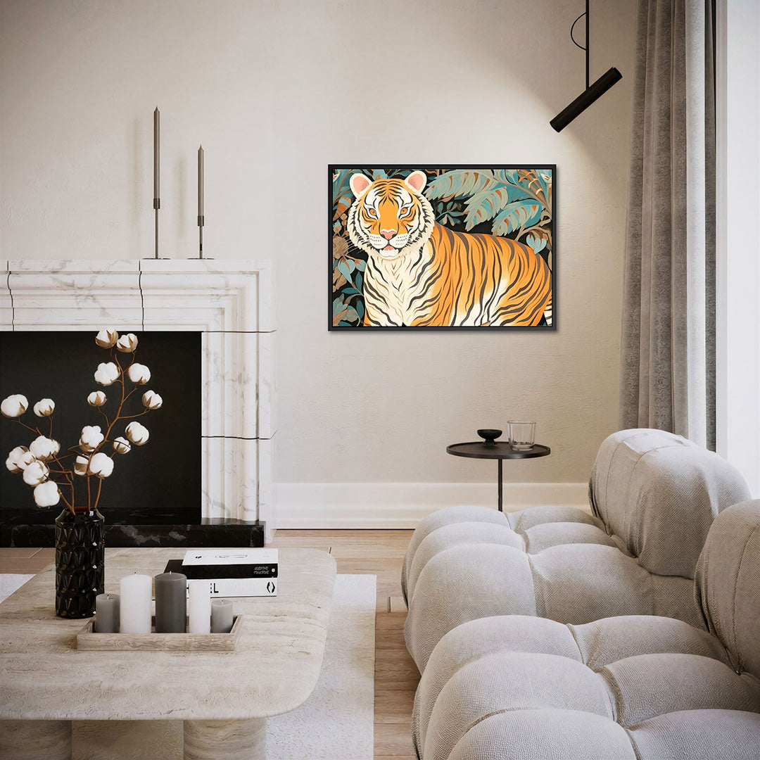 Tijger in jungle – liggende wanddecoratie