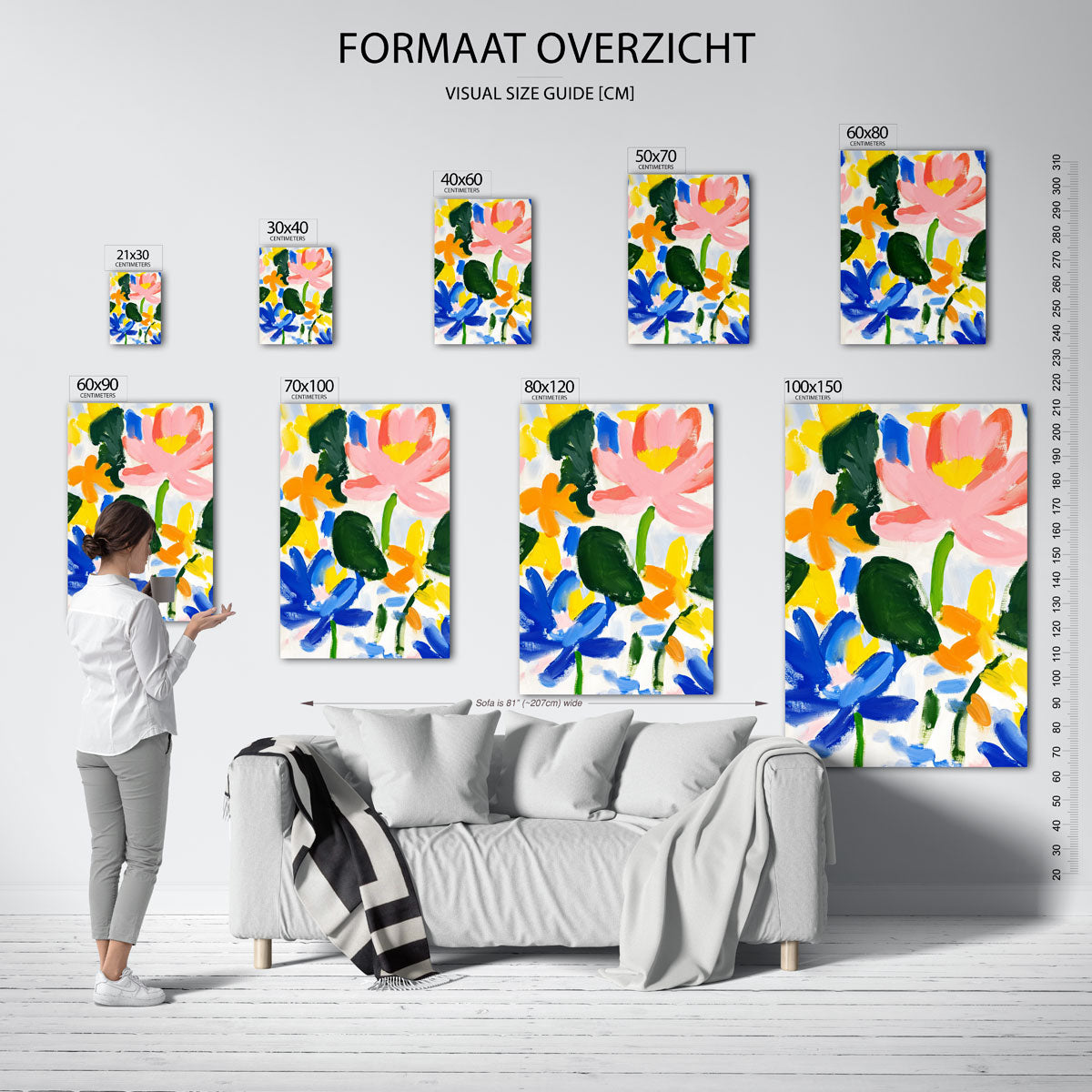Bloemen en bladeren – staande muurposter met bloemen