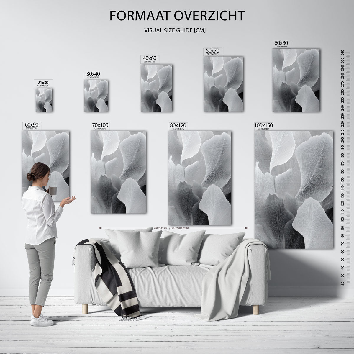Abstracte bladeren – staande muurposter met abstracte vormen