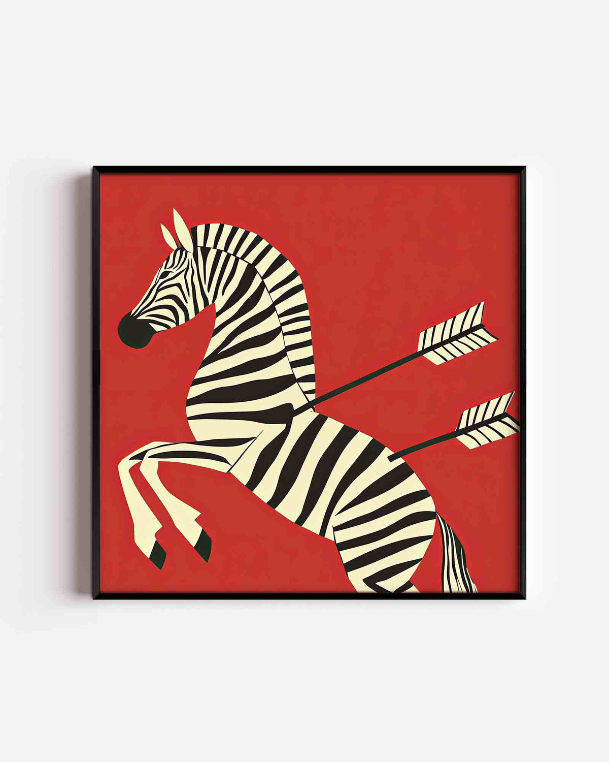 Zebra met pijlen – vierkante dierenposter als wanddecoratie
