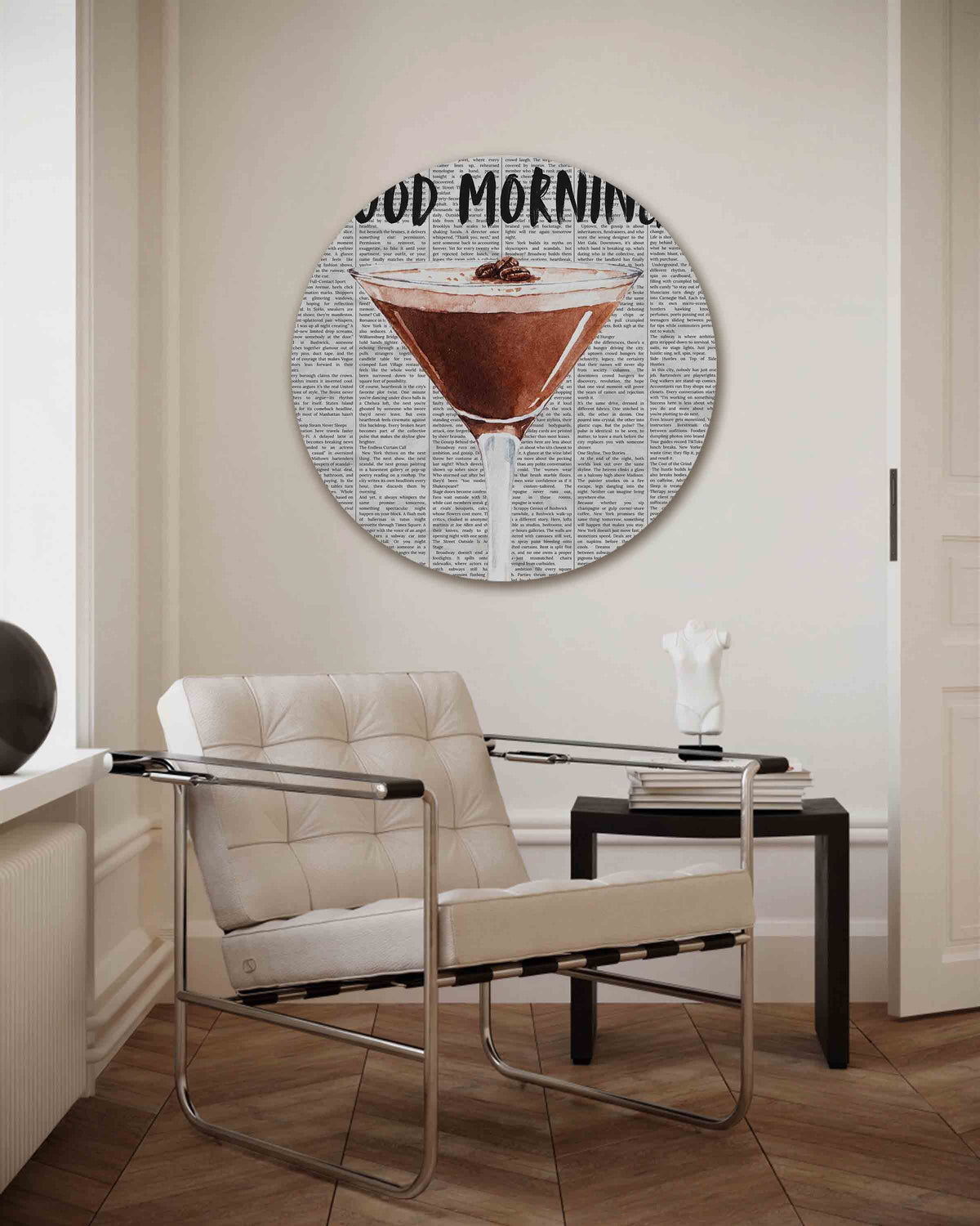 Koffie cocktail – Pop Art muurcirkel als ronde wanddecoratie