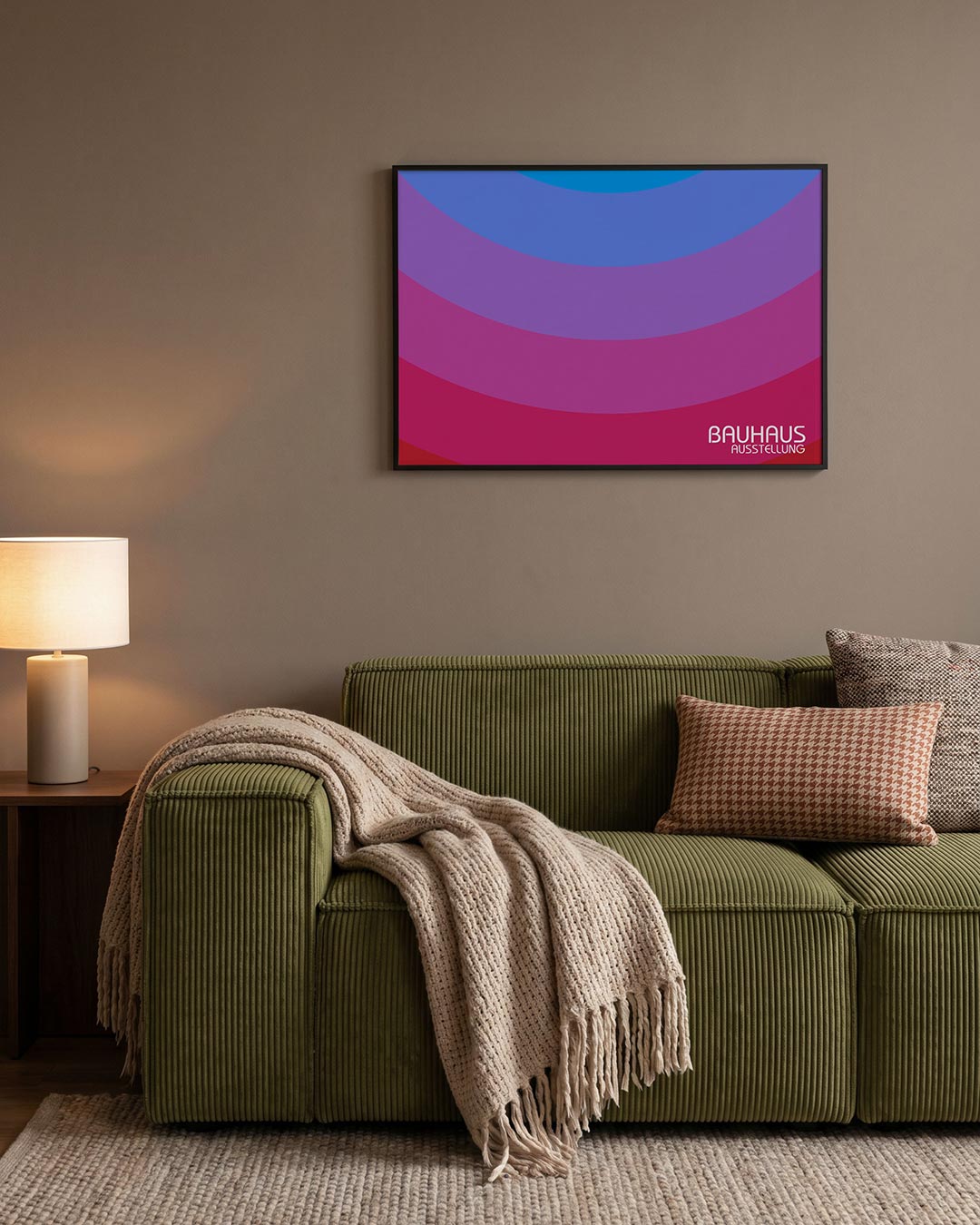 Kleurvlakken boog – geometrische Bauhaus poster in liggend formaat