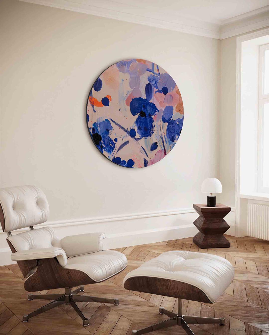 Abstracte bloemen – moderne ronde wanddecoratie van WallArtistic