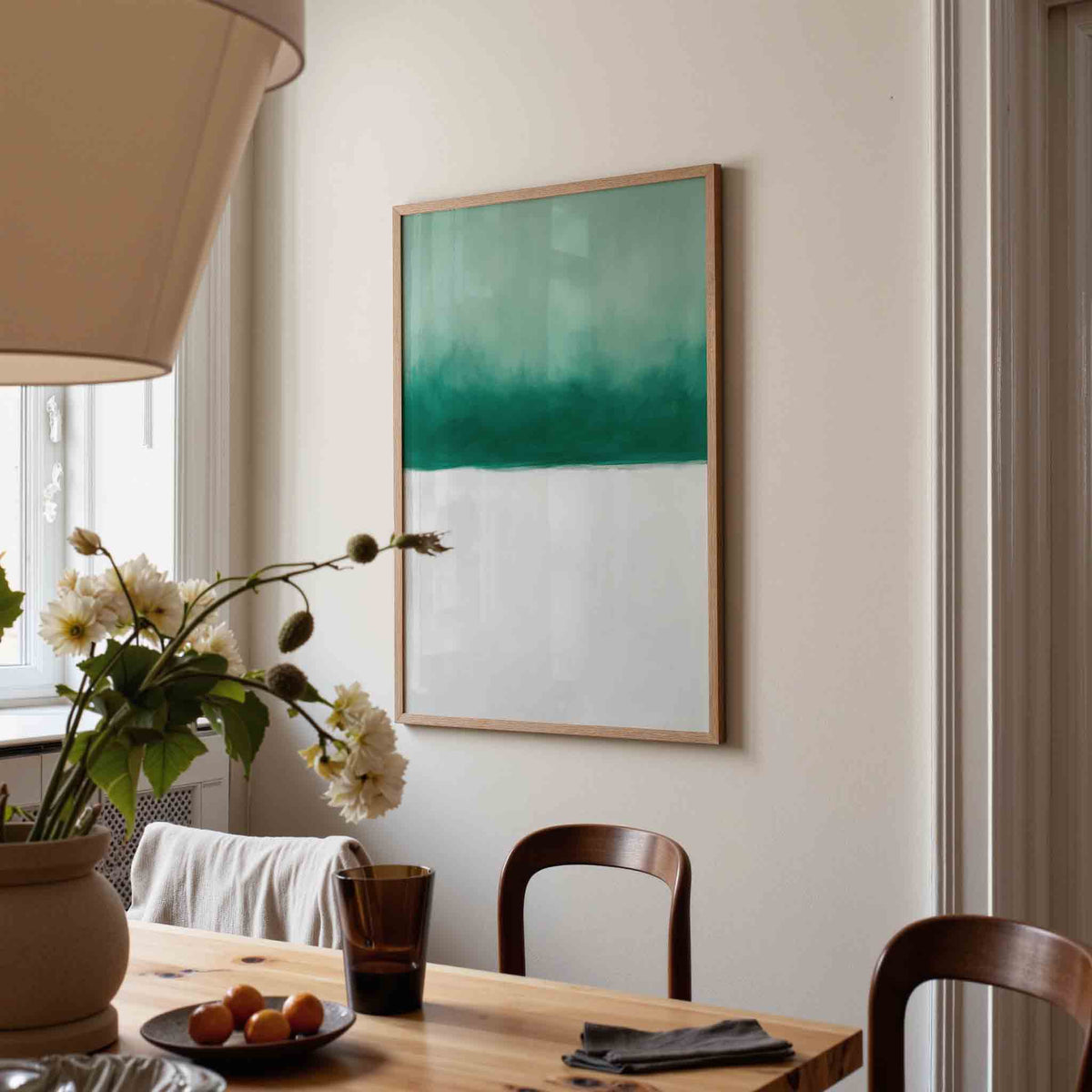 Groene en witte abstracte – kunst en design poster in portret formaat