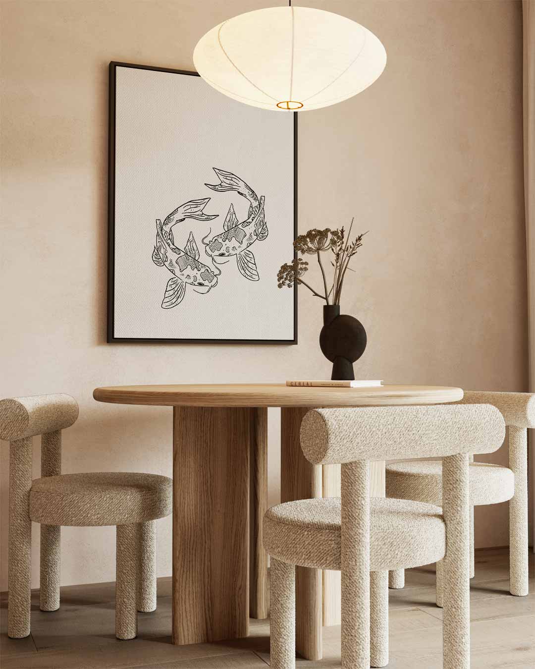 Koi Karper Illustratie – staand kunstwerk voor modern interieur