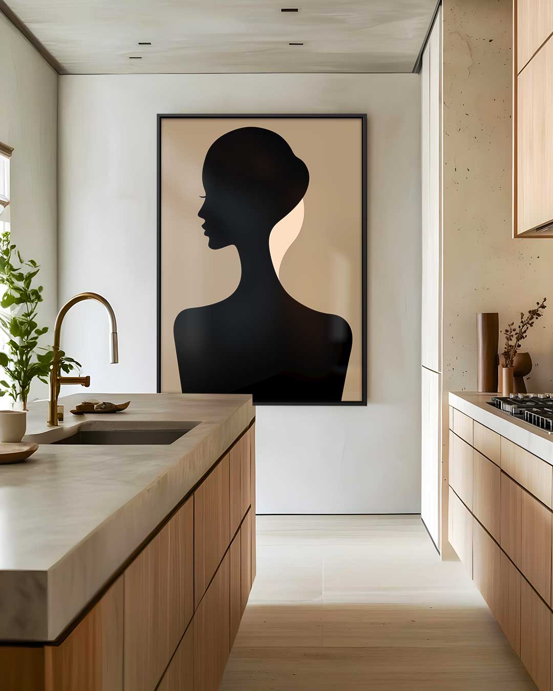 Elegante Silhouet in Profiel – dibond wanddecoratie in staand formaat